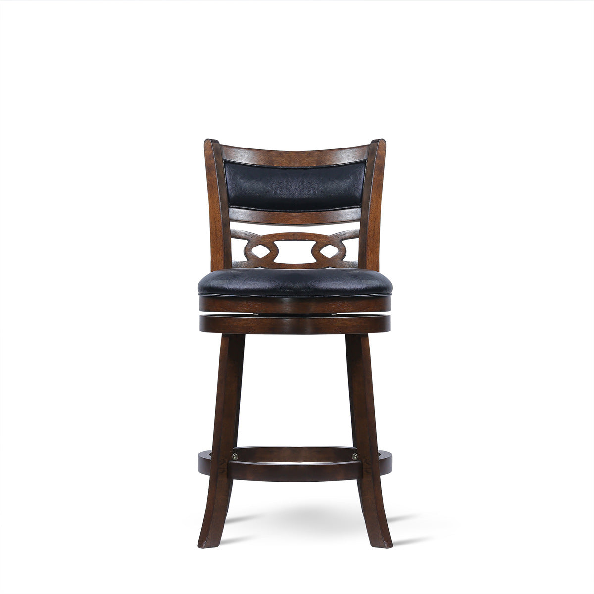 24" Counter Swivel Stool W/Black Pu Seat