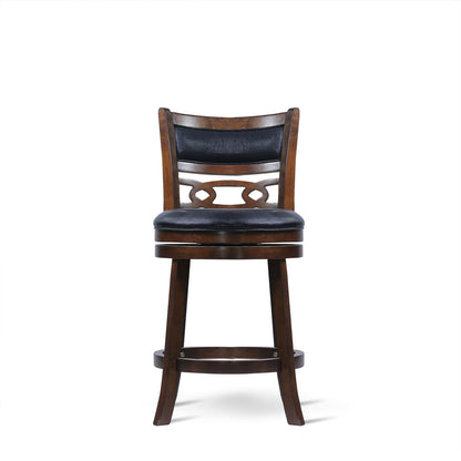 24" Counter Swivel Stool W/Black Pu Seat