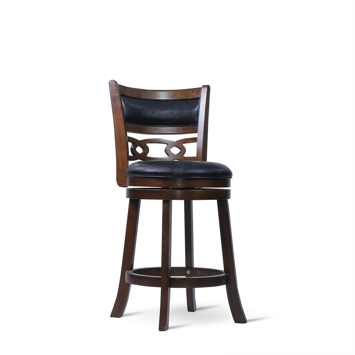 24" Counter Swivel Stool W/Black Pu Seat