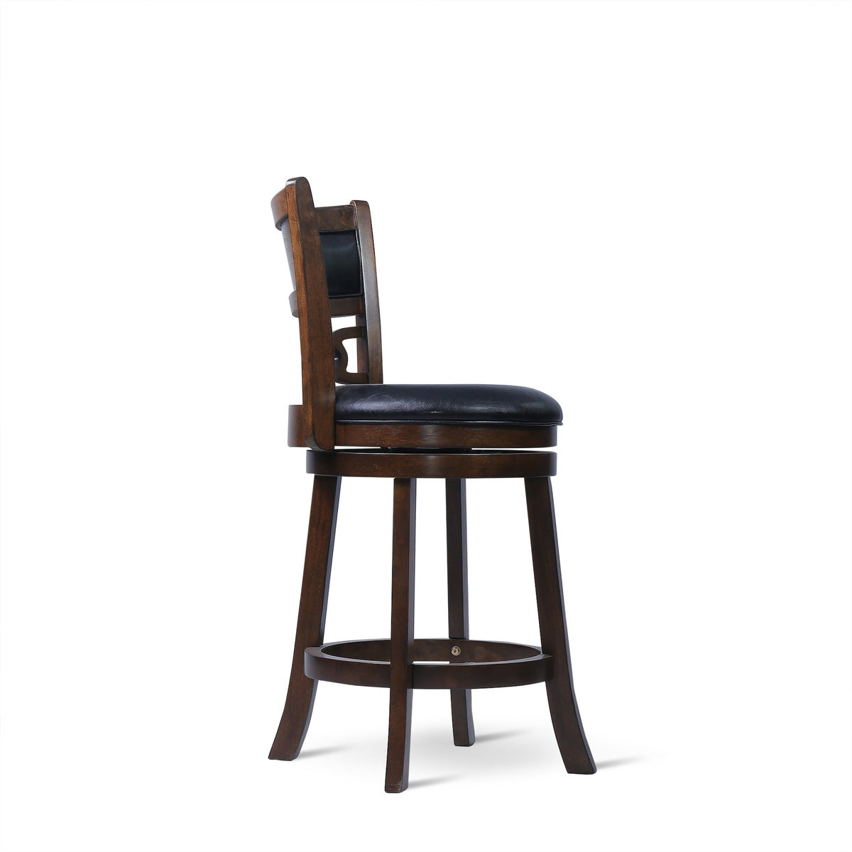 24" Counter Swivel Stool W/Black Pu Seat