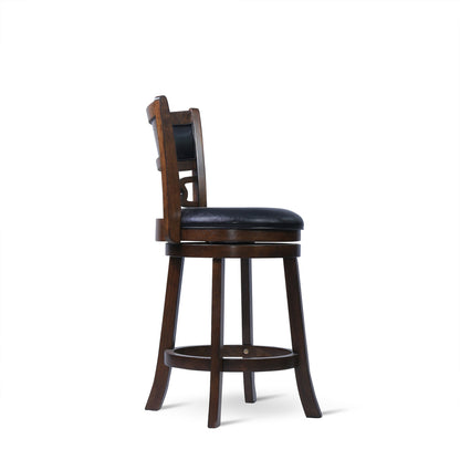 24" Counter Swivel Stool W/Black Pu Seat