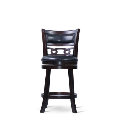 24" Counter Swivel Stool W/Black Pu Seat