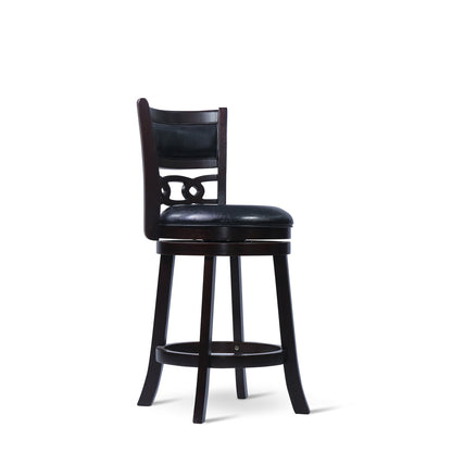 24" Counter Swivel Stool W/Black Pu Seat