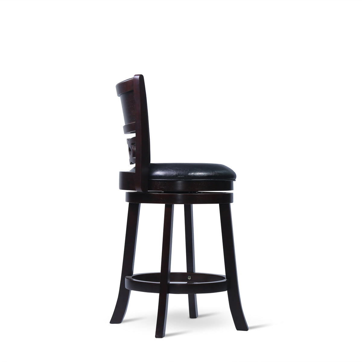 24" Counter Swivel Stool W/Black Pu Seat