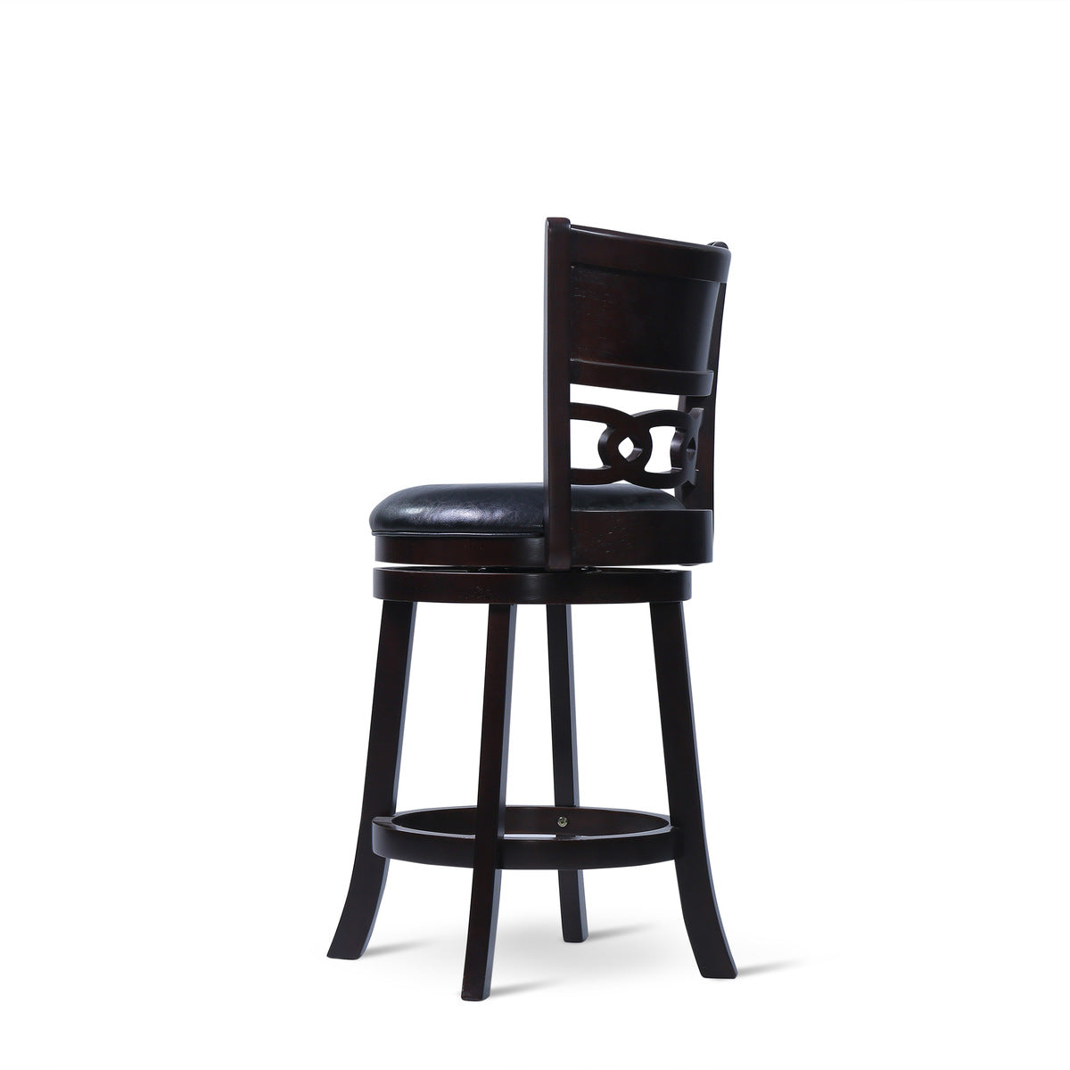 24" Counter Swivel Stool W/Black Pu Seat