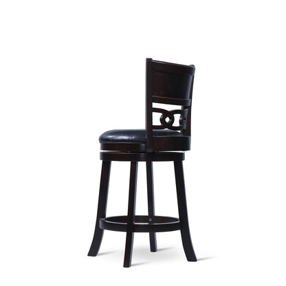 24" Counter Swivel Stool W/Black Pu Seat