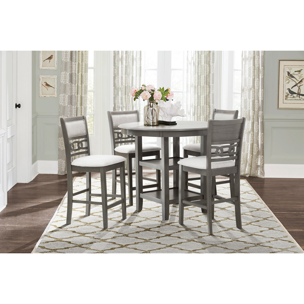 5Pc Pack Counter Height Set, Gray Mindy