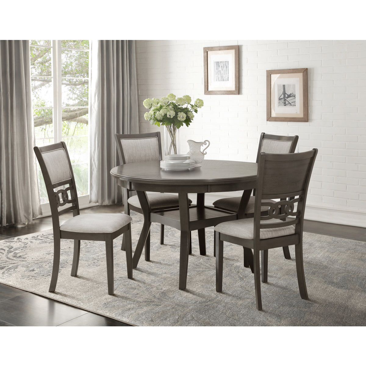 5Pc Pack Dining Set, Gray Mindy Wood