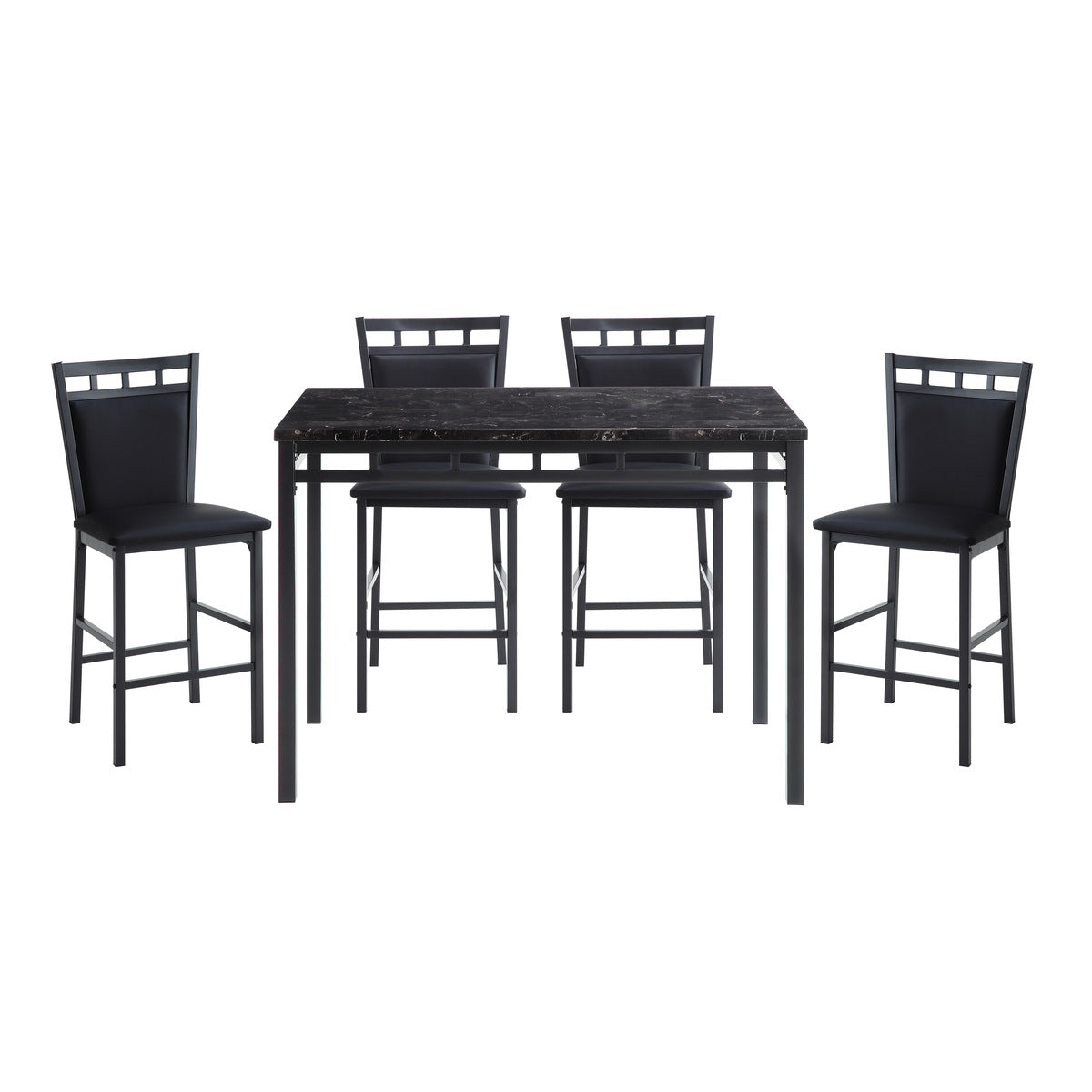5Pc Cntr Hegt Set, Faux Marble Top