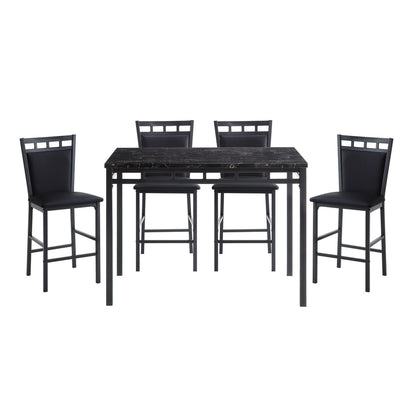 5Pc Cntr Hegt Set, Faux Marble Top