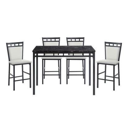 5Pc Cntr Hegt Set, Faux Marble Top