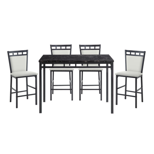 5Pc Cntr Hegt Set, Faux Marble Top