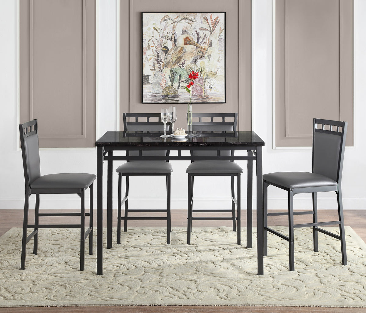 Counter Height Chr, Gray (4 In 1 Box)