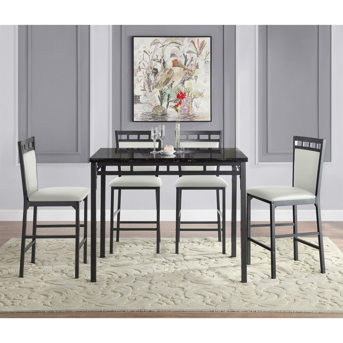 Counter Height Chr, White (4 In 1 Box)