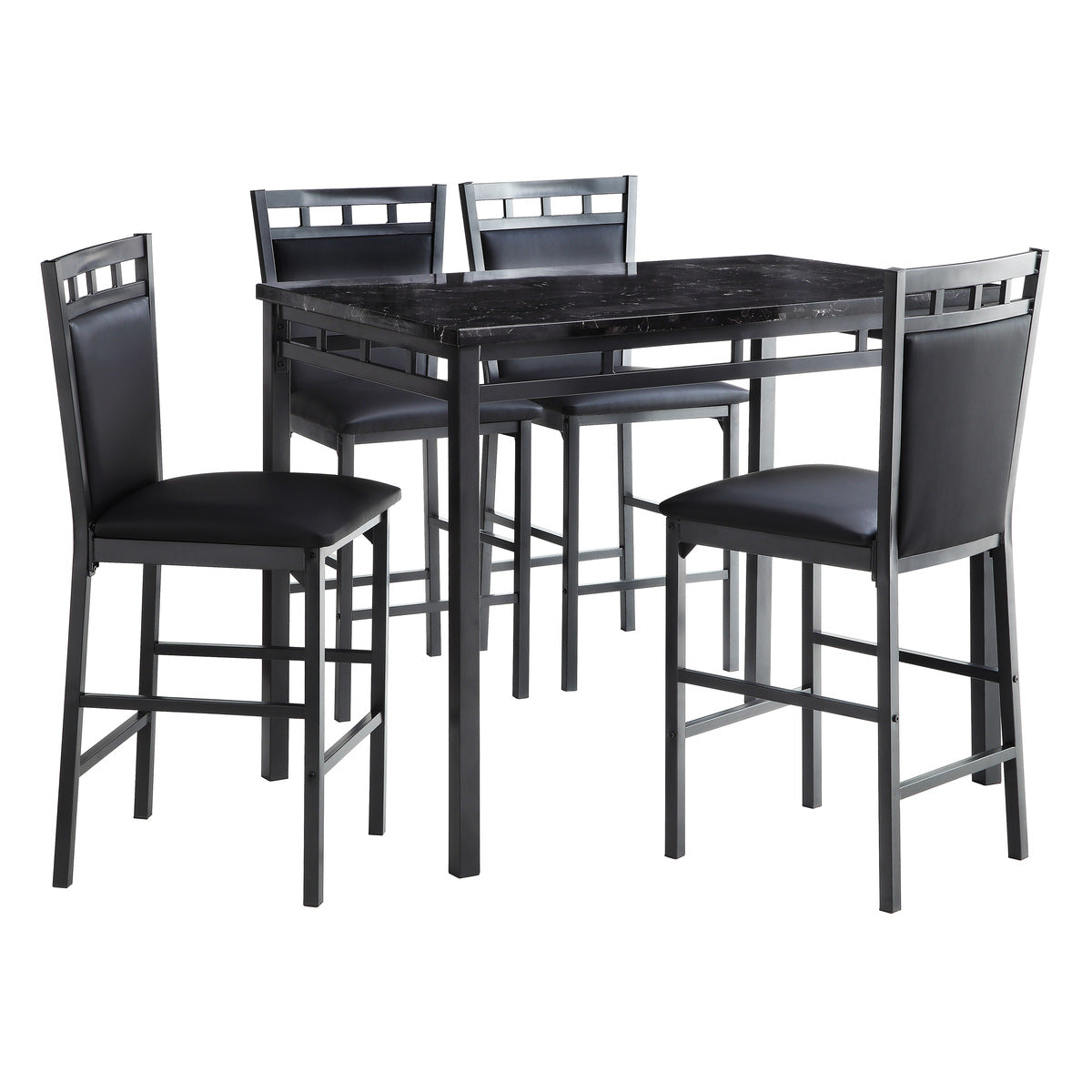 5Pc Cntr Hegt Set, Faux Marble Top