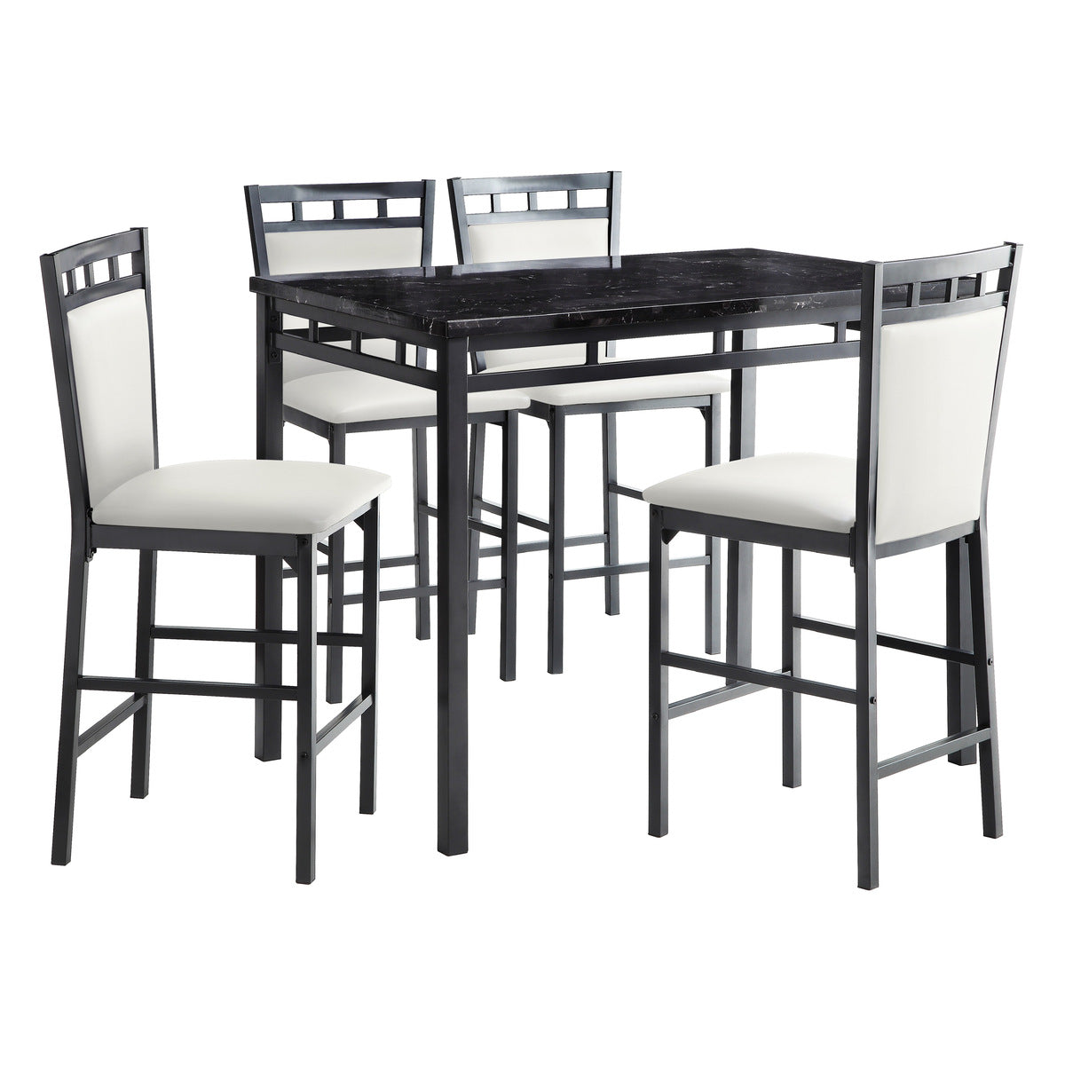 5Pc Cntr Hegt Set, Faux Marble Top