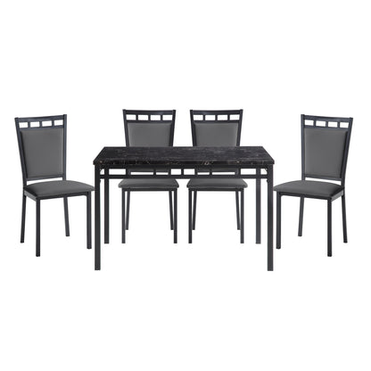 5Pc Dining Set, Faux Mrble Top