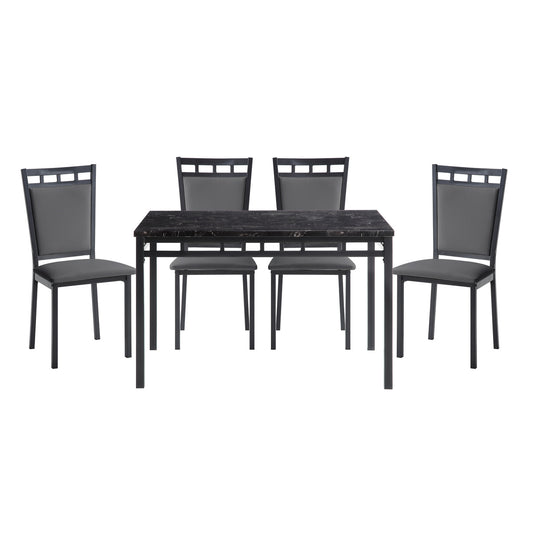 5Pc Dining Set, Faux Mrble Top