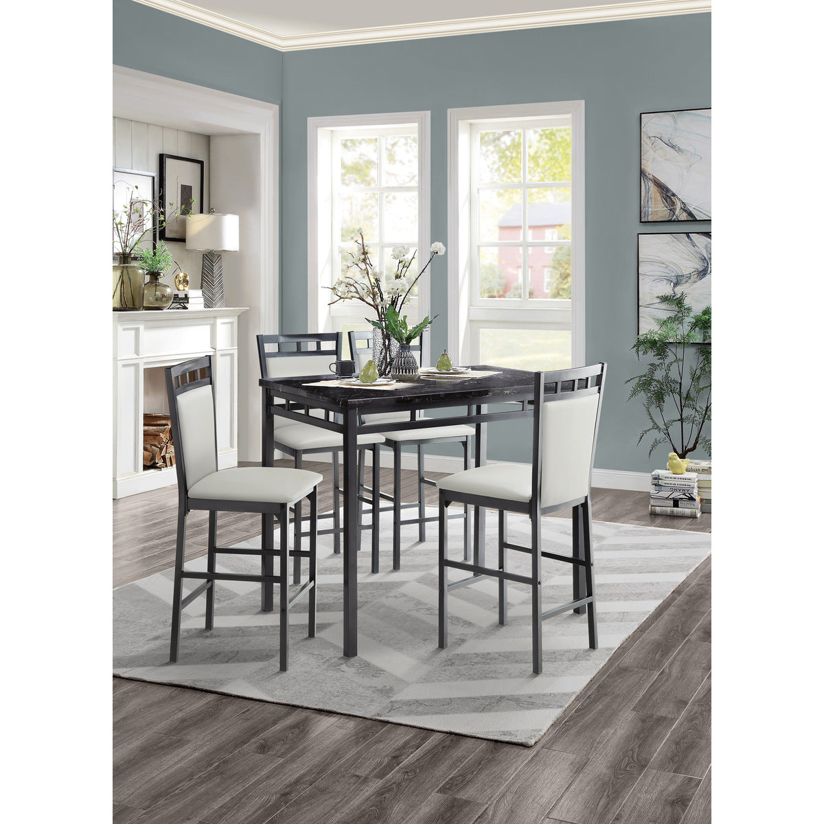 Counter Height Chr, White (4 In 1 Box)