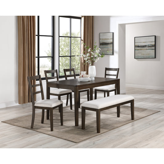 Clanton 6Pc Dining Tbl, W/ 4 Side Chairs & Bench