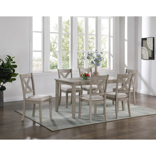 Prescott 7Pc Pack Dining Set, Light Gray Finish