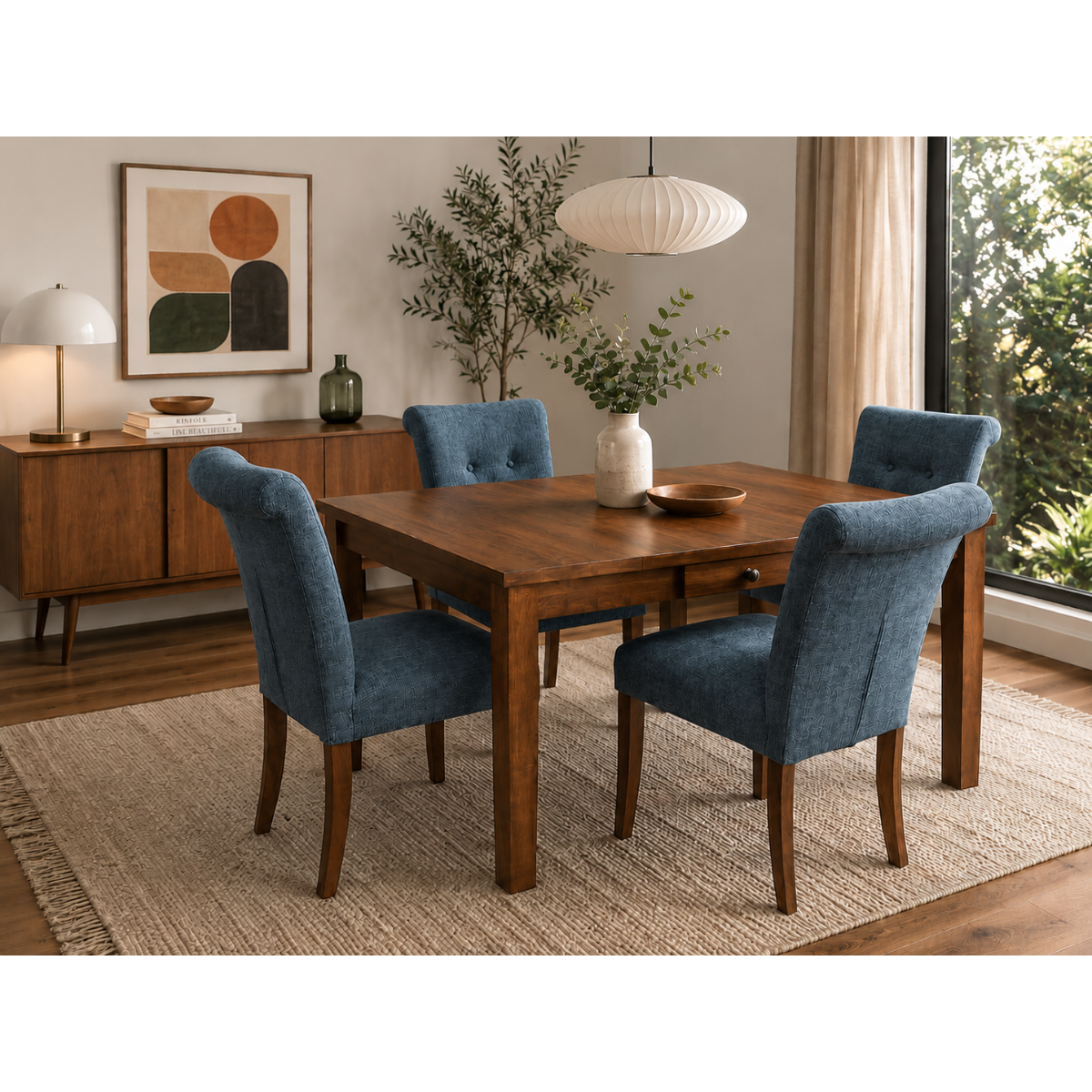 Uphl Dining Parson Chair, Blue Fabric