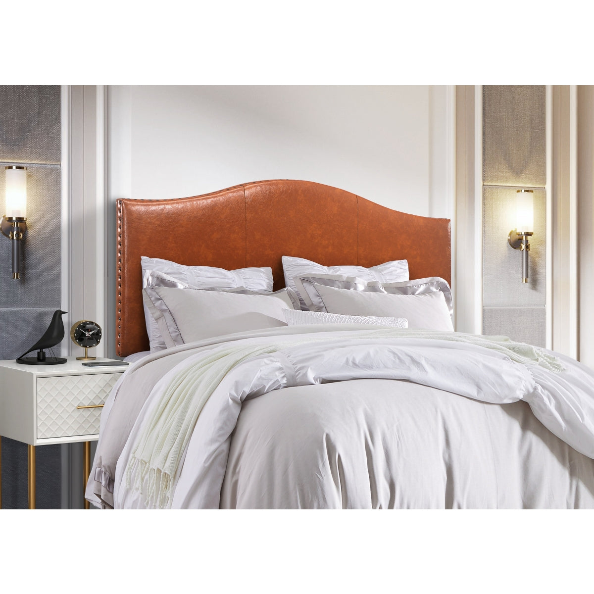 King Headboard In Brown Pu, 3A
