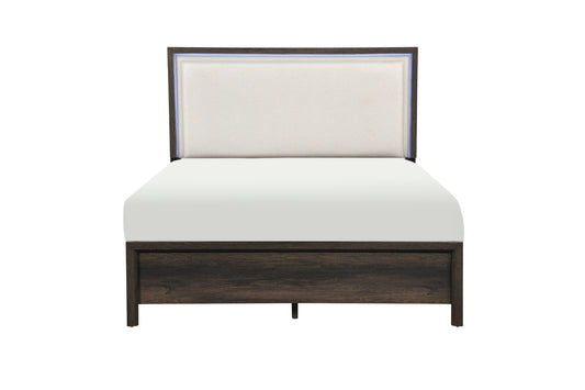 Queen Uphl Bed W/ Led