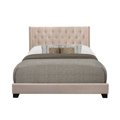 King Bed W/Beige Fabric