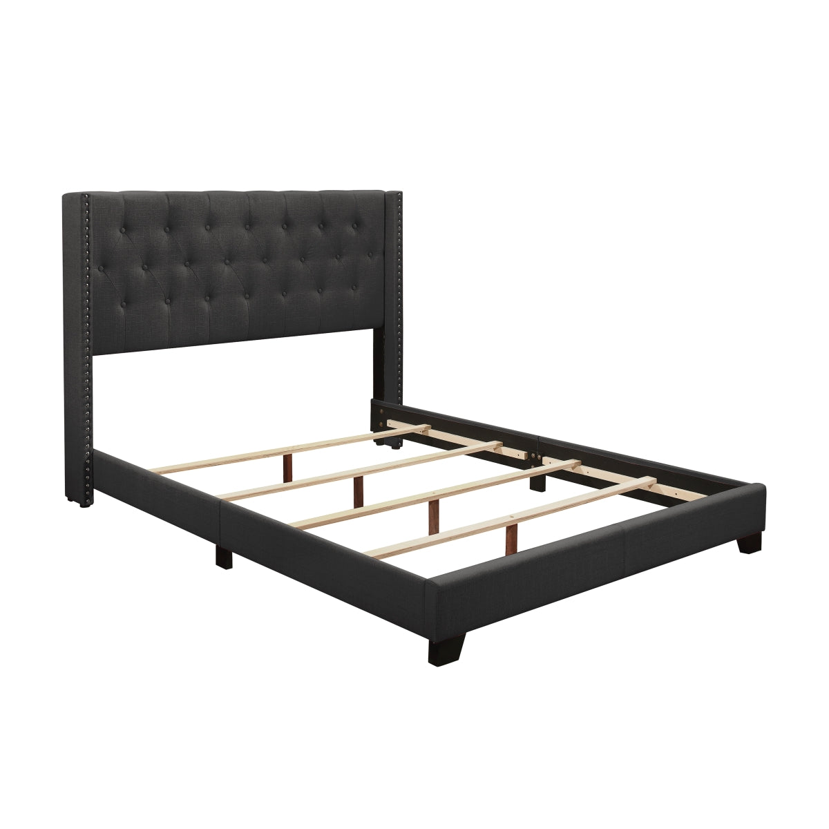 King Bed W/Dark Grey Fabric