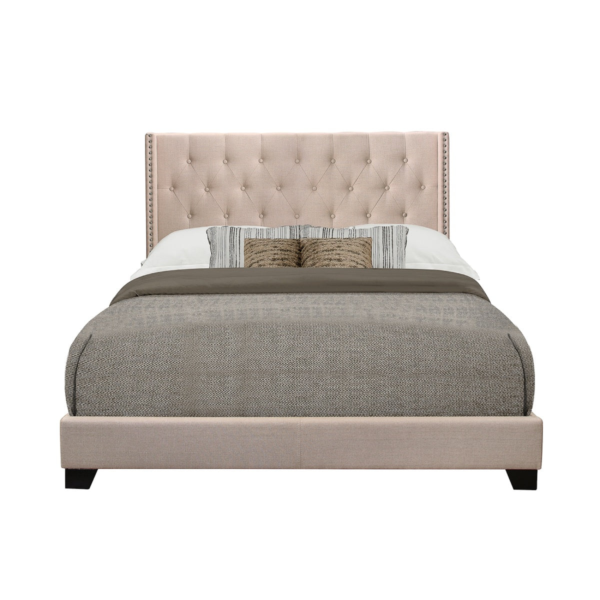 Full Bed W/Beige Fabric