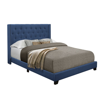 Full Bed W/Blue Fabric