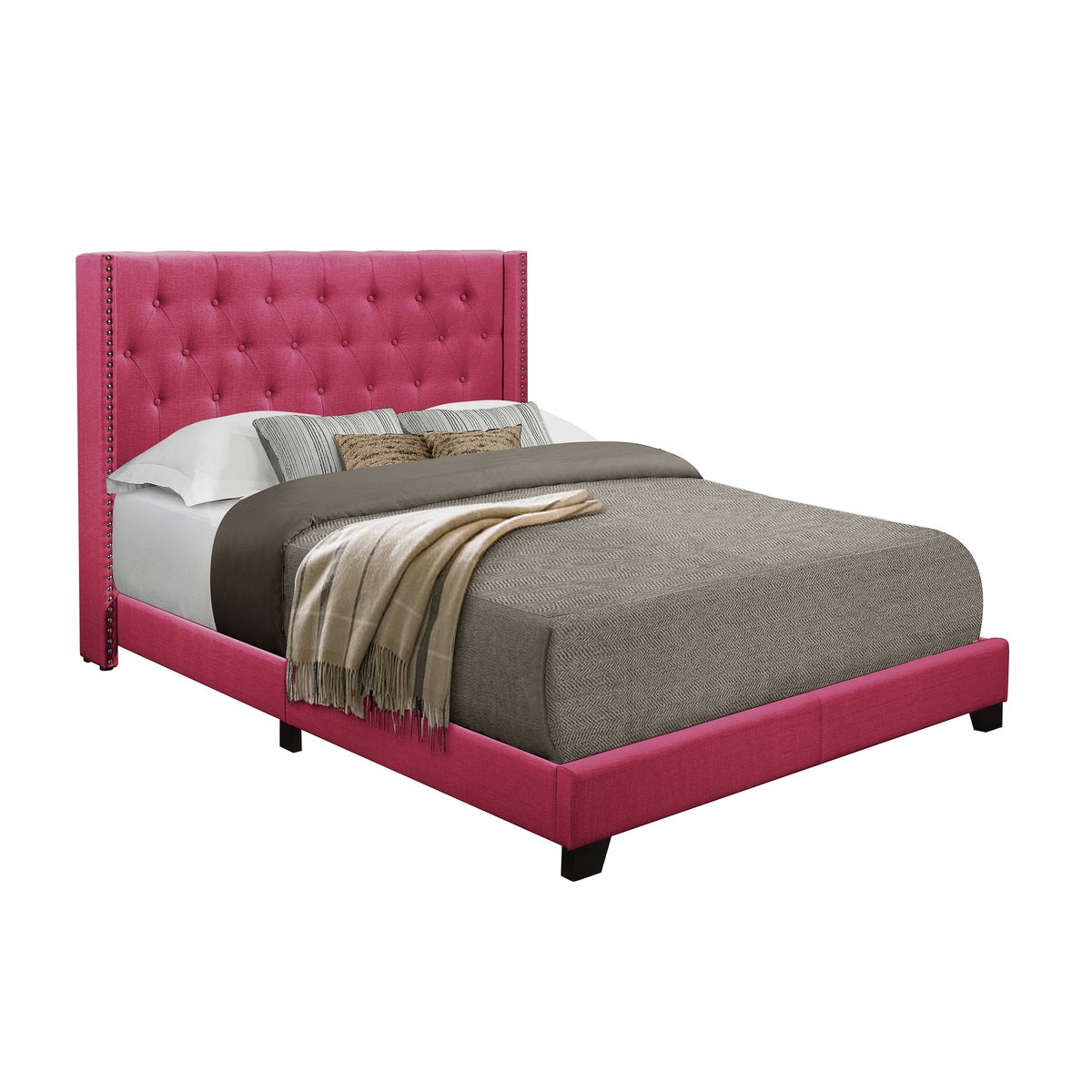 Full Bed W/Pink Fabric