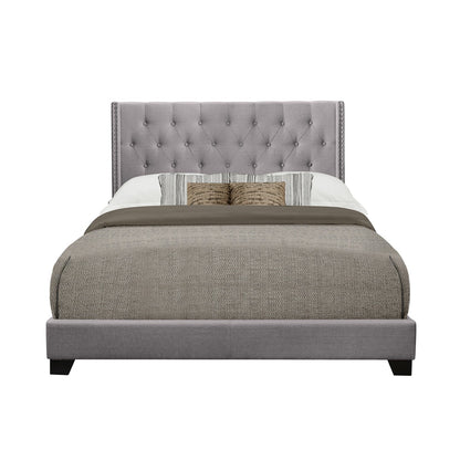 Queen Bed W/Grey Fabric