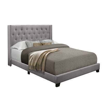 King Bed W/Grey Fabric