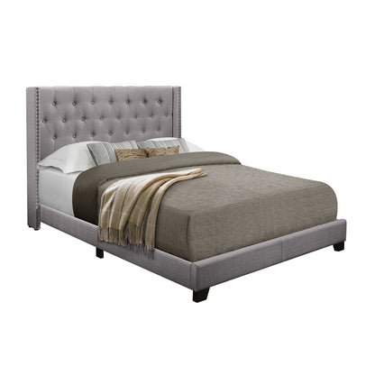 Queen Bed W/Grey Fabric