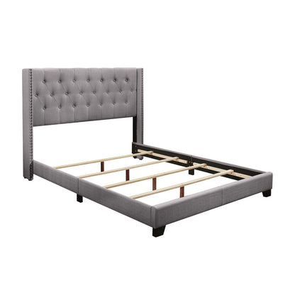 Queen Bed W/Grey Fabric