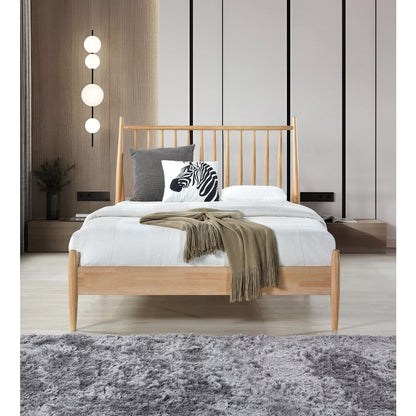 Full Spindle Wood Bed, Natural Finish