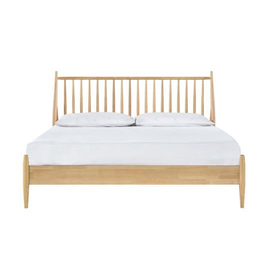 King Spindle Wood Bed, Natural Finish