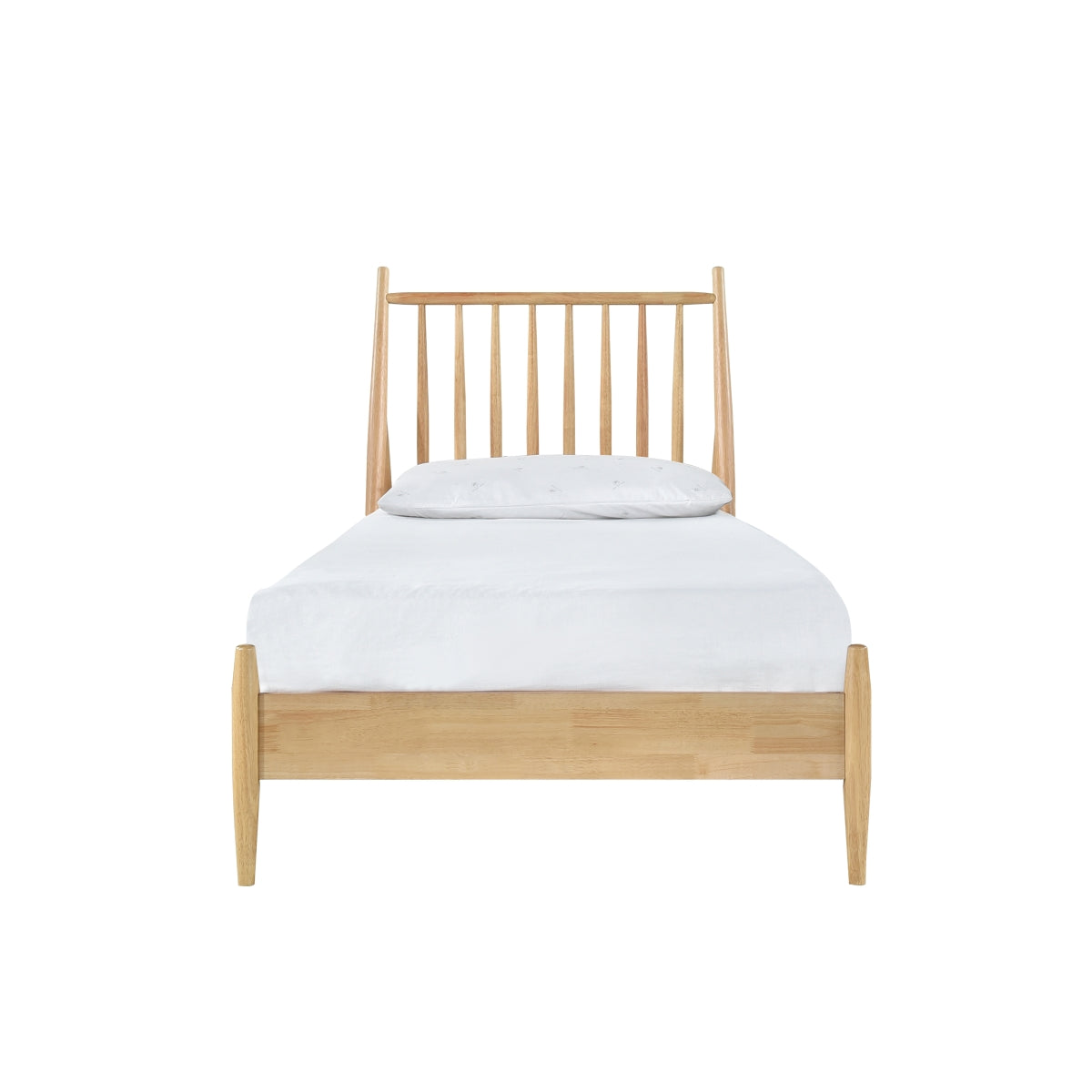 Twin Spindle Wood Bed, Natural Finish