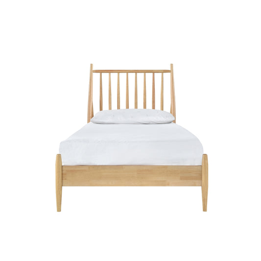 Twin Spindle Wood Bed, Natural Finish
