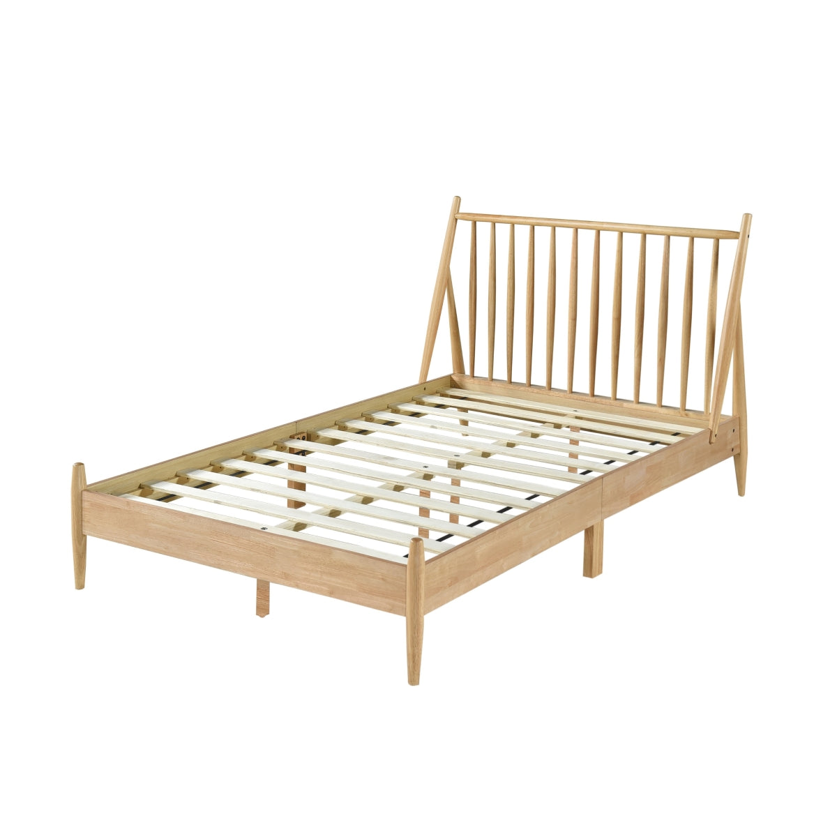 Full Spindle Wood Bed, Natural Finish