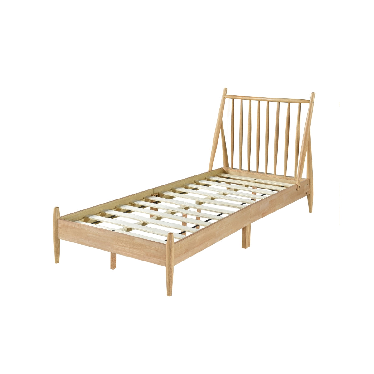 Twin Spindle Wood Bed, Natural Finish