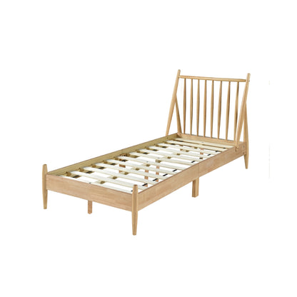 Twin Spindle Wood Bed, Natural Finish