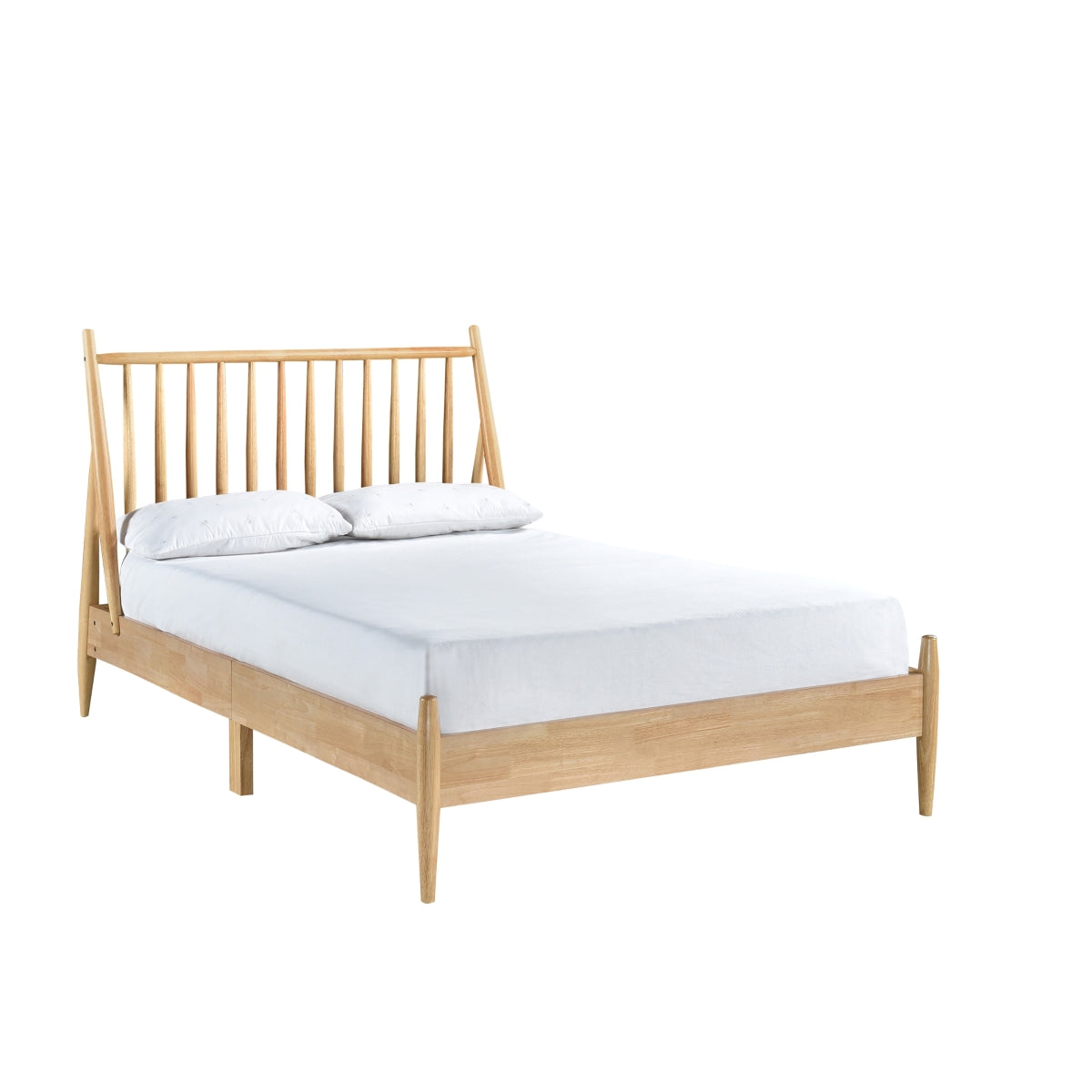 Full Spindle Wood Bed, Natural Finish