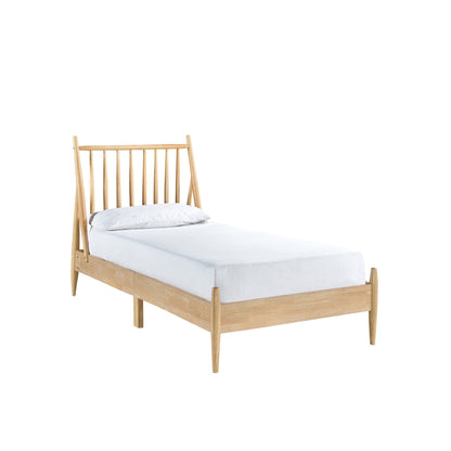 Twin Spindle Wood Bed, Natural Finish