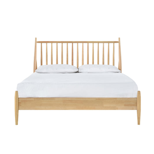 Queen Spindle Wood Bed, Natural Finish