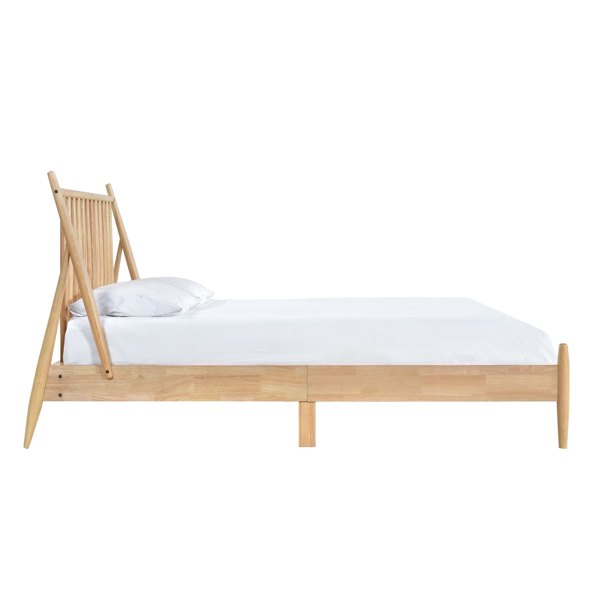 Full Spindle Wood Bed, Natural Finish