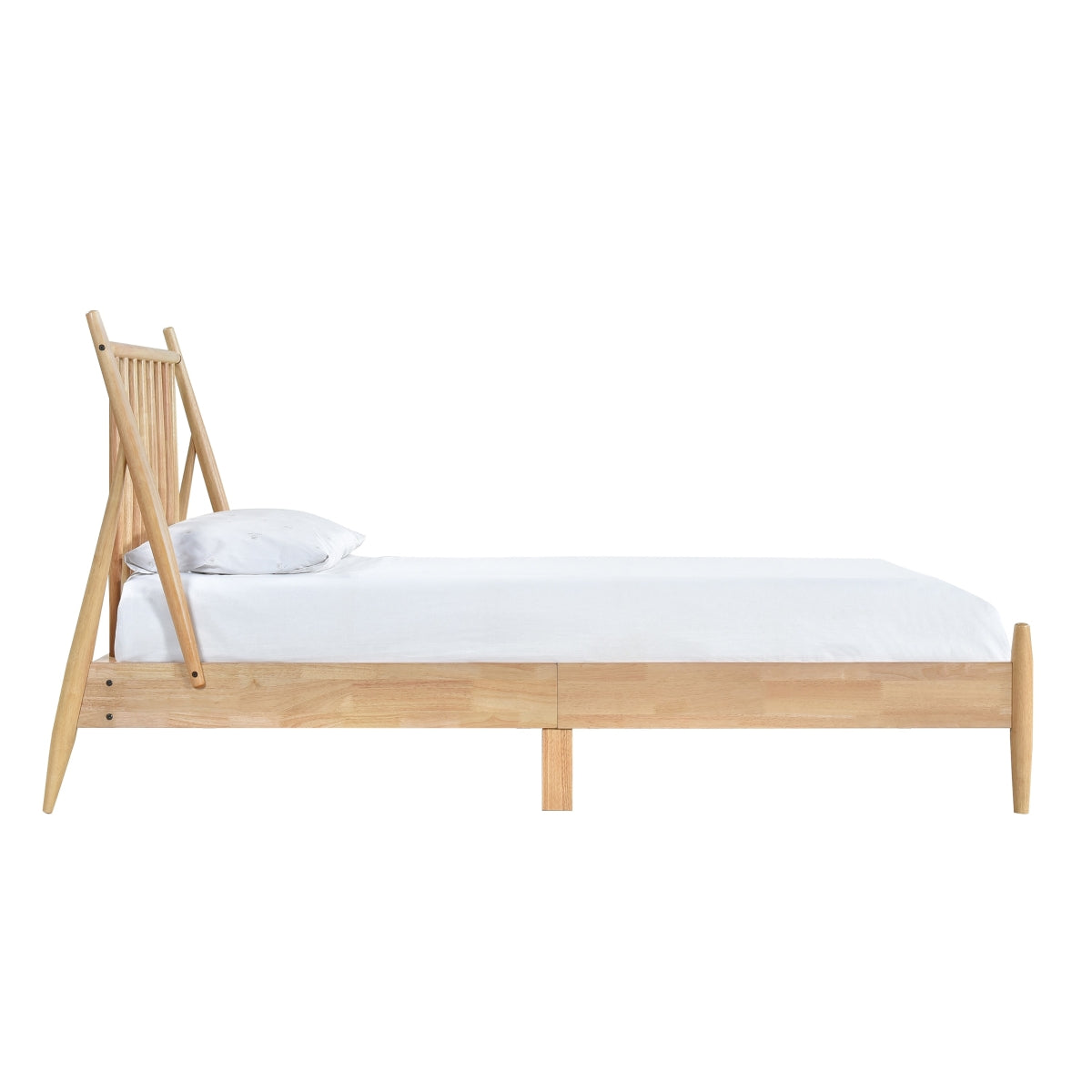 Twin Spindle Wood Bed, Natural Finish