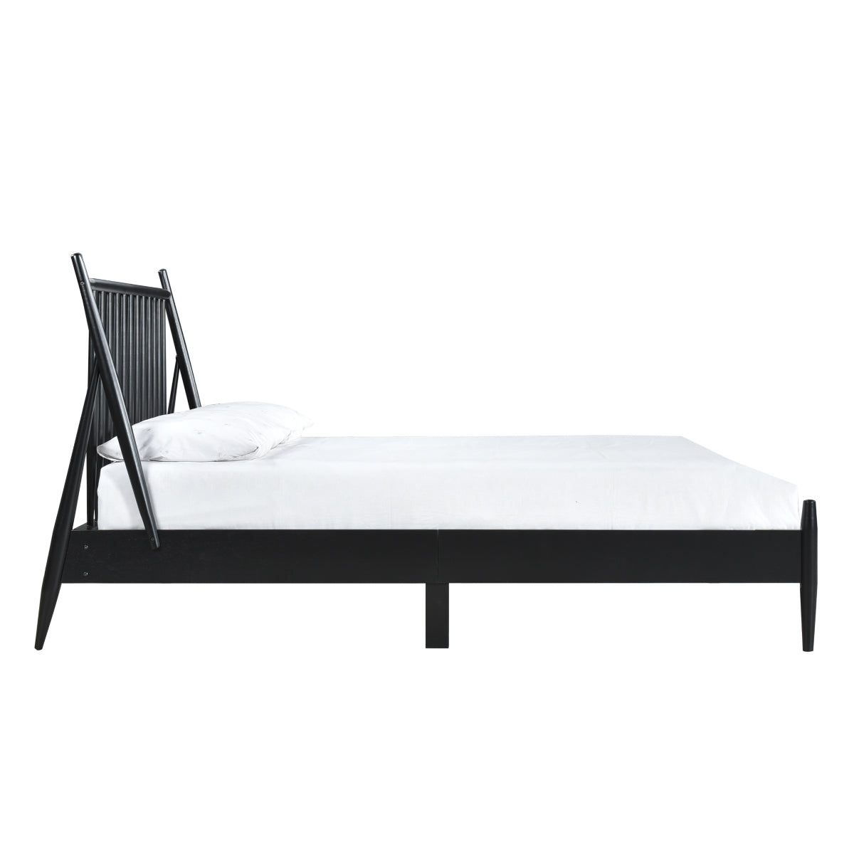 Full Spindle Wood Bed, Matte Black Finish
